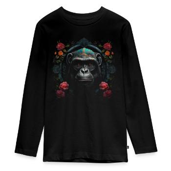 Gorilla Animal Monkey Zoo Animal Motif Animal Lover - Teenager Premium Organic Long Sleeve Shirt - black - Front - AI Model Kid Female (0cm)