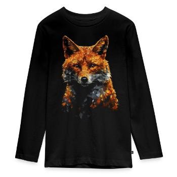 Fuchs Tierliebhaber Geschenk Wildtier Tier Motiv - Teenager Premium Bio Langarmshirt - Schwarz - Vorne - AI Model Kid Female (0cm)