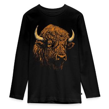 Bison Cadeau Animal Amoureux Animal Motif Animal - T-shirt manches longues Premium Ado - noir - Devant - AI Model Kid Female (0cm)