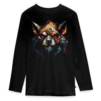 Bär Polygon Kunst Tier Geschenkidee Zoo Bunt Tiere - Teenager Premium Bio Langarmshirt - Schwarz - Vorne - AI Model Kid Female (0cm)