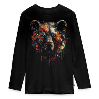Ours Art coloré Amoureux des animaux Cadeau Forêt animale - T-shirt manches longues Premium Ado - noir - Devant - AI Model Kid Female (0cm)