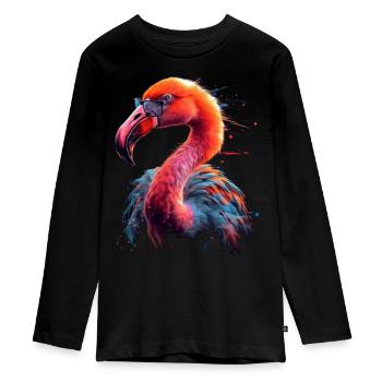 Flamingo Africa Sunglasses Animal Gift - Teenager Premium Organic Long Sleeve Shirt - black - Front - AI Model Kid Female (0cm)