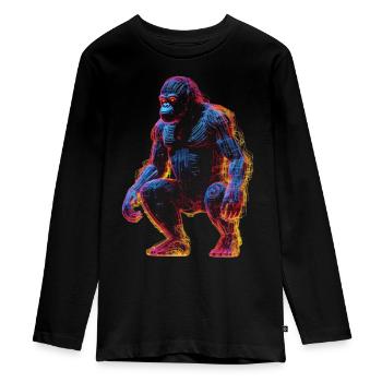 Gorilla Animal Monkey Zoo Animal Motif Animal Lover - Teenager Premium Organic Long Sleeve Shirt - black - Front - AI Model Kid Female (0cm)