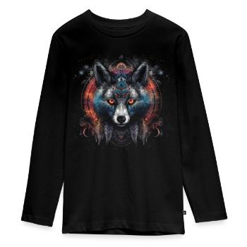 Fuchs Tierliebhaber Geschenk Wildtier Tier Motiv - Teenager Premium Bio Langarmshirt - Schwarz - Vorne - AI Model Kid Female (0cm)