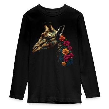 Giraffe Animal Africa Gift Animal Lover Zoo - Teenager Premium Organic Long Sleeve Shirt - black - Front - AI Model Kid Female (0cm)
