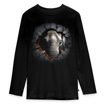 Elephant Animal Gift Africa Art Wall Bag - T-shirt manches longues Premium Ado - noir - Devant - AI Model Kid Female (0cm)