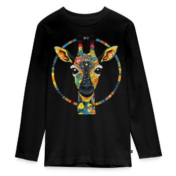 Giraffe Animal Africa Gift Animal Lover Zoo - Teenager Premium Organic Long Sleeve Shirt - black - Front - AI Model Kid Female (0cm)