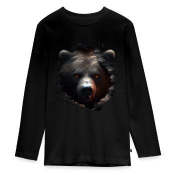 Bear Wall Hole Bag Animal Gift Animal Motif Animaux - T-shirt manches longues Premium Ado - noir - Devant - AI Model Kid Female (0cm)