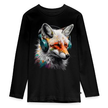 Fuchs Tierliebhaber Geschenk Wildtier Tier Motiv - Teenager Premium Bio Langarmshirt - Schwarz - Vorne - AI Model Kid Female (0cm)