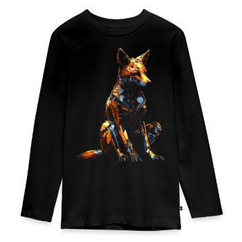 Fuchs Tierliebhaber Geschenk Wildtier Tier Motiv - Teenager Premium Bio Langarmshirt - Schwarz - Vorne - AI Model Kid Female (0cm)