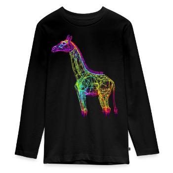 Giraffe Animal Africa Gift Animal Lover Zoo - Teenager Premium Organic Long Sleeve Shirt - black - Front - AI Model Kid Female (0cm)