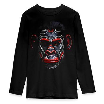 Affe Gesichtsbemalung Polygon Bunt Zoo Afrika Tier - Teenager Premium Bio Langarmshirt - Schwarz - Vorne - AI Model Kid Female (0cm)