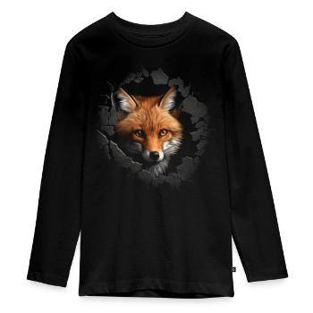 Fuchs Tierliebhaber Geschenk Wildtier Tier Motiv - Teenager Premium Bio Langarmshirt - Schwarz - Vorne - AI Model Kid Female (0cm)