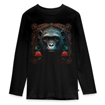 Gorilla Animal Monkey Zoo Animal Motif Animal Lover - Teenager Premium Organic Long Sleeve Shirt - black - Front - AI Model Kid Female (0cm)