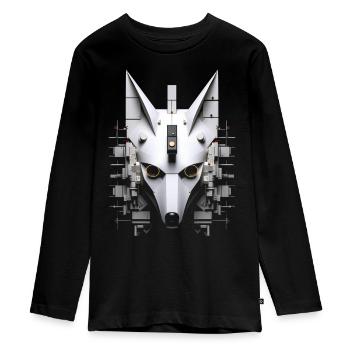Fuchs Tierliebhaber Geschenk Wildtier Tier Motiv - Teenager Premium Bio Langarmshirt - Schwarz - Vorne - AI Model Kid Female (0cm)