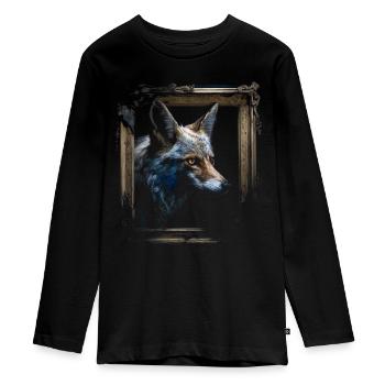 Fuchs Tierliebhaber Geschenk Wildtier Tier Motiv - Teenager Premium Bio Langarmshirt - Schwarz - Vorne - AI Model Kid Female (0cm)
