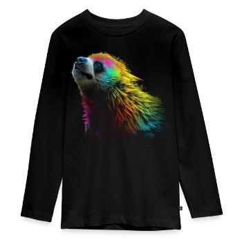 Faultier Tier Geschenk Tiermotiv Tierisch Bunt - Teenager Premium Bio Langarmshirt - Schwarz - Vorne - AI Model Kid Female (0cm)