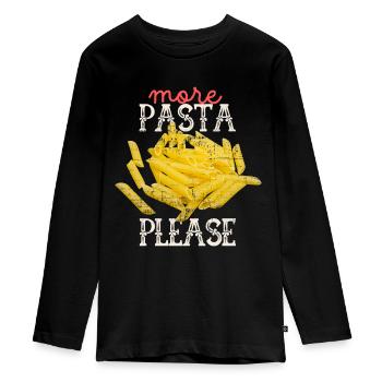 Pâtes, spaghetti aux macaronis drôle de dicton - T-shirt manches longues Premium Ado - noir - Devant - AI Model Kid Female (0cm)