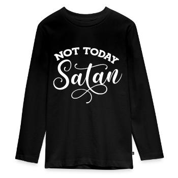 Heute nicht Satan Frauen Männer Plus Size Classic 70er 80 - Teenager Premium Bio Langarmshirt - Schwarz - Vorne - AI Model Kid Female (0cm)