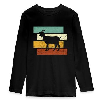 Goat Retro - Teenager Premium Organic Long Sleeve Shirt - black - Front - AI Model Kid Female (0cm)