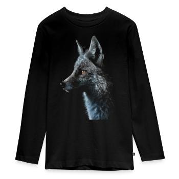 Fuchs Tierliebhaber Geschenk Wildtier Tier Motiv - Teenager Premium Bio Langarmshirt - Schwarz - Vorne - AI Model Kid Female (0cm)