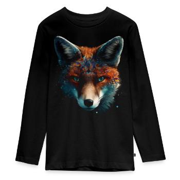 Fuchs Tierliebhaber Geschenk Wildtier Tier Motiv - Teenager Premium Bio Langarmshirt - Schwarz - Vorne - AI Model Kid Female (0cm)