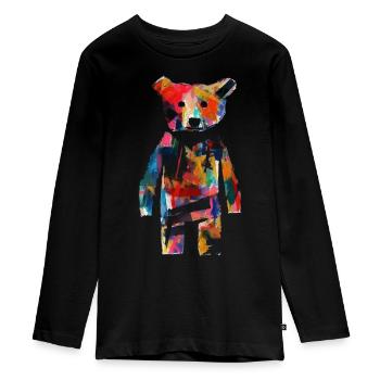 Bear Artwork Animal Bear Gift Animal Motif Art - Teenager Premium Organic Long Sleeve Shirt - black - Front - AI Model Kid Female (0cm)