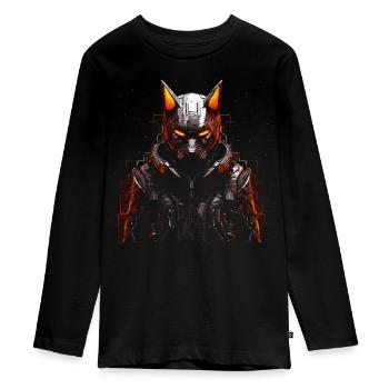 Fuchs Tierliebhaber Geschenk Wildtier Tier Motiv - Teenager Premium Bio Langarmshirt - Schwarz - Vorne - AI Model Kid Female (0cm)