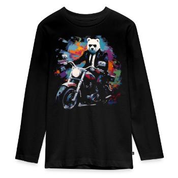 Ours Moto Polar Bear Cool Animal Lunettes de soleil colorées - T-shirt manches longues Premium Ado - noir - Devant - AI Model Kid Female (0cm)