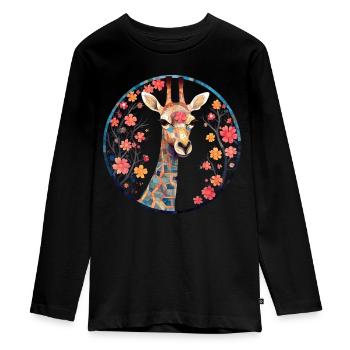 Giraffe Animal Africa Cadeau Animal Lover Zoo - T-shirt manches longues Premium Ado - noir - Devant - AI Model Kid Female (0cm)