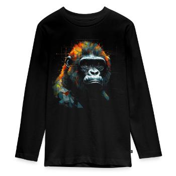 Gorilla Animal Monkey Zoo Animal Motif Animal Lover - Teenager Premium Organic Long Sleeve Shirt - black - Front - AI Model Kid Female (0cm)