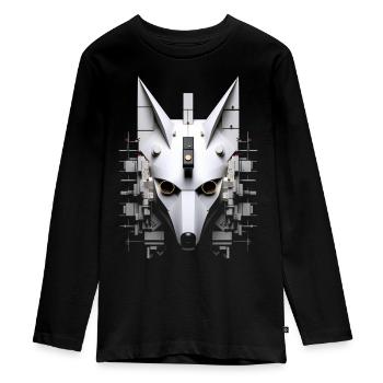 Fuchs Tierliebhaber Geschenk Wildtier Tier Motiv - Teenager Premium Bio Langarmshirt - Schwarz - Vorne - AI Model Kid Female (0cm)