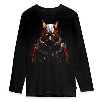 Fuchs Tierliebhaber Geschenk Wildtier Tier Motiv - Teenager Premium Bio Langarmshirt - Schwarz - Vorne - AI Model Kid Female (0cm)