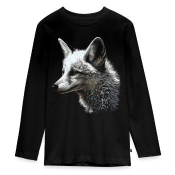 Fuchs Tierliebhaber Geschenk Wildtier Tier Motiv - Teenager Premium Bio Langarmshirt - Schwarz - Vorne - AI Model Kid Female (0cm)