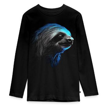 Faultier Tier Geschenk Tiermotiv Tierliebhaber - Teenager Premium Bio Langarmshirt - Schwarz - Vorne - AI Model Kid Female (0cm)