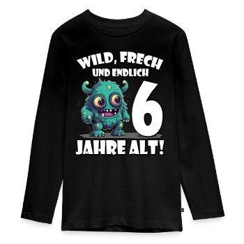 Endlich 6 Jahre alt | 6. Geburtstag - Teenager Premium Bio Langarmshirt - Schwarz - Vorne - AI Model Kid Female (0cm)