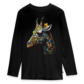Giraffe Animal Africa Gift Animal Lover Zoo - Teenager Premium Organic Long Sleeve Shirt - black - Front - AI Model Kid Female (0cm)