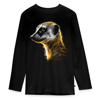 Erdmännchen Geschenk Tier Tiermotiv - Teenager Premium Bio Langarmshirt - Schwarz - Vorne - AI Model Kid Female (0cm)