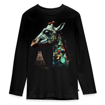 Giraffe Animal Africa Gift Animal Lover Zoo - Teenager Premium Organic Long Sleeve Shirt - black - Front - AI Model Kid Female (0cm)