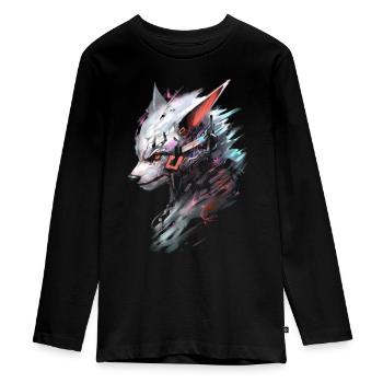 Fuchs Tierliebhaber Geschenk Wildtier Tier Motiv - Teenager Premium Bio Langarmshirt - Schwarz - Vorne - AI Model Kid Female (0cm)