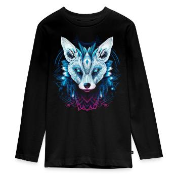Fuchs Tierliebhaber Geschenk Wildtier Tier Motiv - Teenager Premium Bio Langarmshirt - Schwarz - Vorne - AI Model Kid Female (0cm)