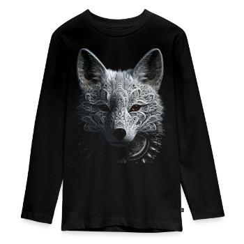 Fuchs Tierliebhaber Geschenk Wildtier Tier Motiv - Teenager Premium Bio Langarmshirt - Schwarz - Vorne - AI Model Kid Female (0cm)