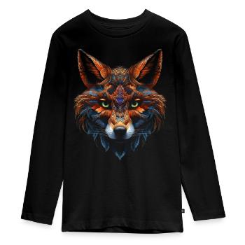 Fuchs Tierliebhaber Geschenk Wildtier Tier Motiv - Teenager Premium Bio Langarmshirt - Schwarz - Vorne - AI Model Kid Female (0cm)