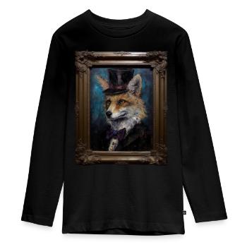 Fuchs Tierliebhaber Geschenk Wildtier Tier Motiv - Teenager Premium Bio Langarmshirt - Schwarz - Vorne - AI Model Kid Female (0cm)