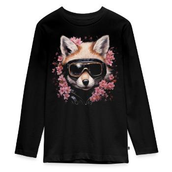 Fuchs Tierliebhaber Geschenk Wildtier Tier Motiv - Teenager Premium Bio Langarmshirt - Schwarz - Vorne - AI Model Kid Female (0cm)