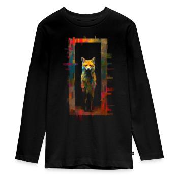 Fox Animal Lover Gift Motif animal sauvage - T-shirt manches longues Premium Ado - noir - Devant - AI Model Kid Female (0cm)