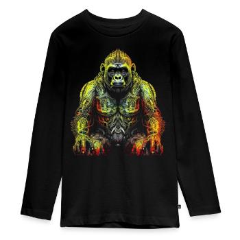 Gorille Animal Singe Zoo Motif Animal Lover - T-shirt manches longues Premium Ado - noir - Devant - AI Model Kid Female (0cm)