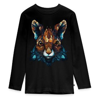 Eichhörnchen Waldtiere Polygon Kunstwerk Geschenk - Teenager Premium Bio Langarmshirt - Schwarz - Vorne - AI Model Kid Female (0cm)