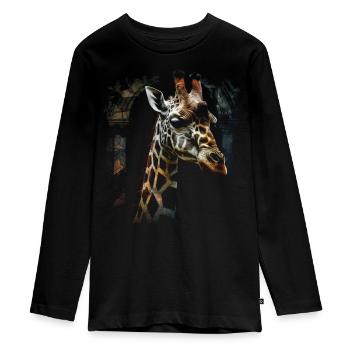 Giraffe Animal Africa Gift Animal Lover Zoo - Teenager Premium Organic Long Sleeve Shirt - black - Front - AI Model Kid Female (0cm)