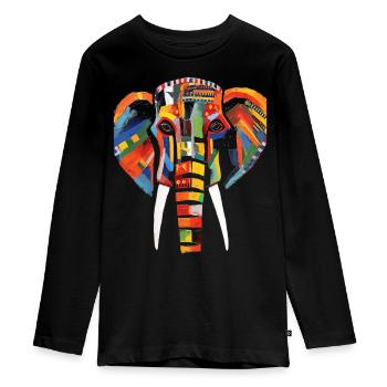 éléphant animal cadeau Afrique art oeuvre colorée - T-shirt manches longues Premium Ado - noir - Devant - AI Model Kid Female (0cm)